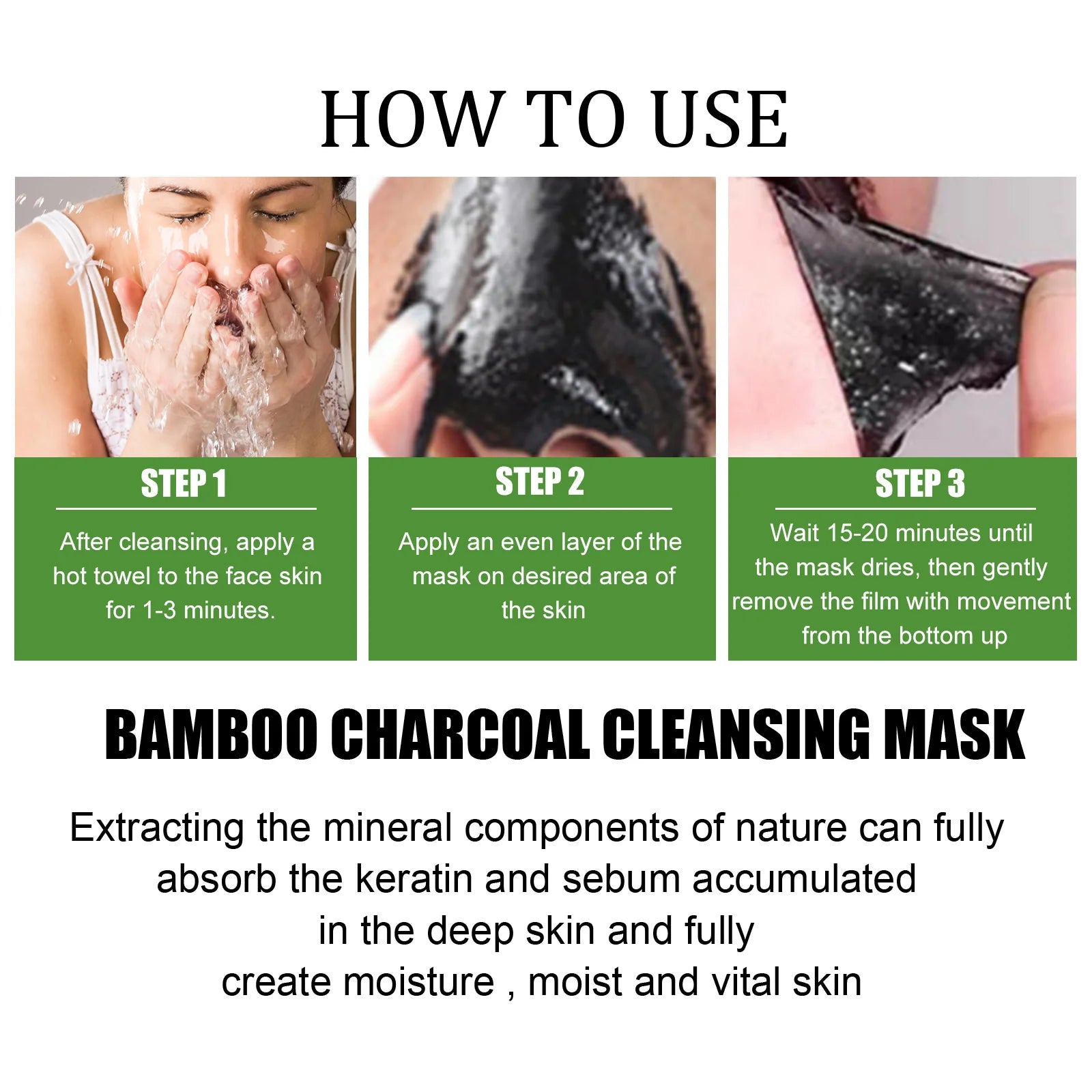 Bamboo Charcoal Blackhead Remover Mask Deep Cleanig Purifying Shrink Pores Cream Oil Control Exfoliator Peel Mud Mask Skin Care