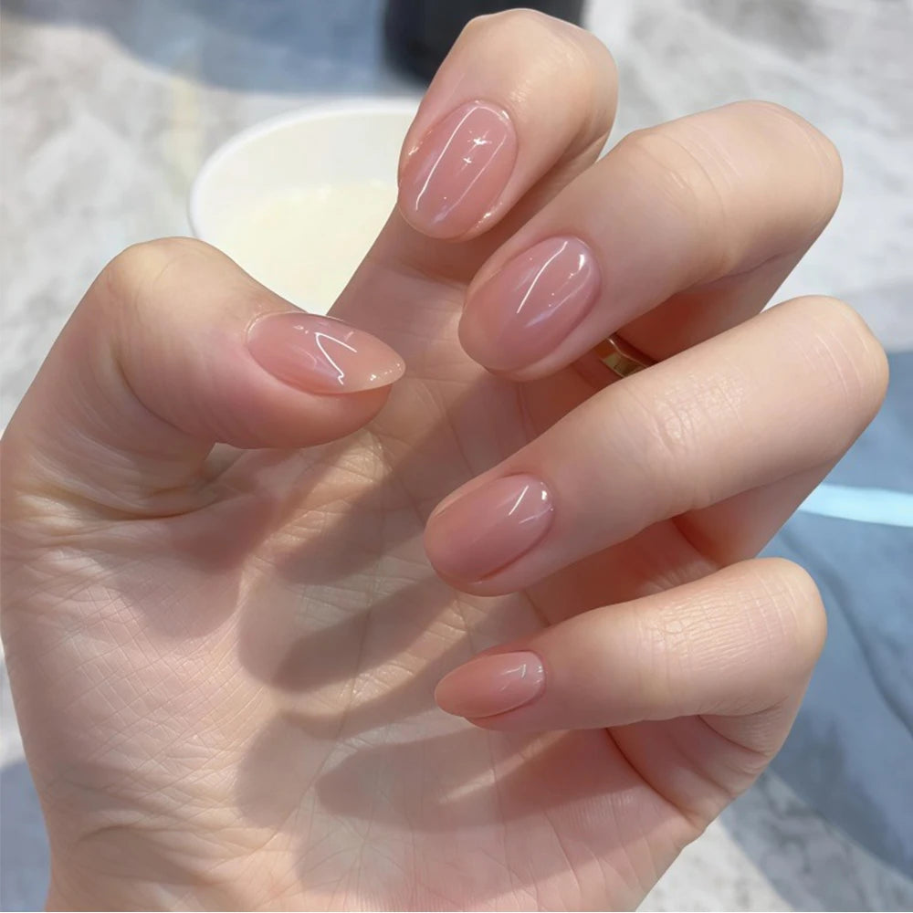 Nude Pink Strengthener: Keratin, Strengthens & Brightens, Quick-Dry, Sheer Jelly Crystal, Easy, Chip-Proof, Removable.