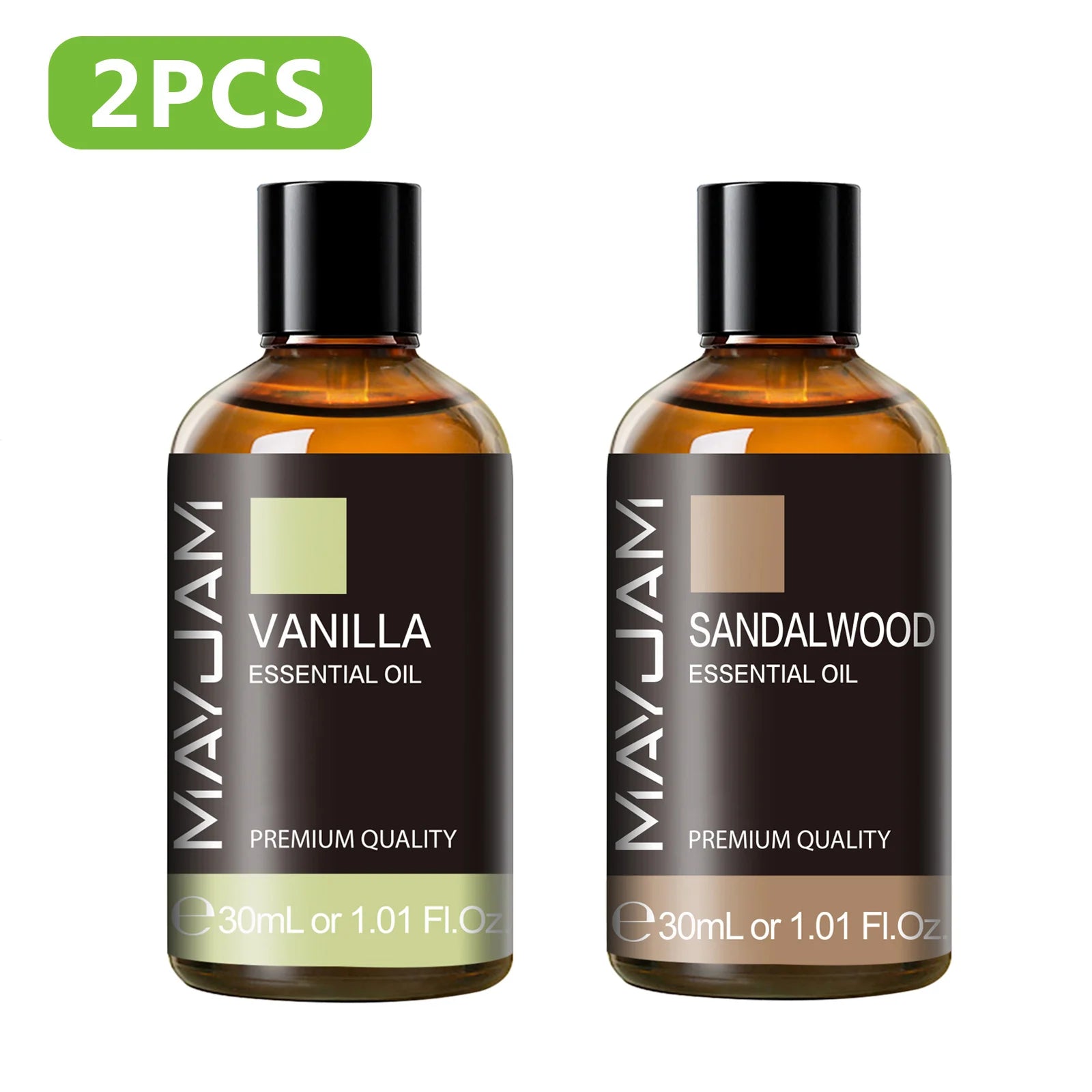 MAYJAM 2 Bottles Essential Oils 30ml Lavender Bergamot Vanilla Peppermint Scents for Diffuser Aromatherapy Candles Soap Making