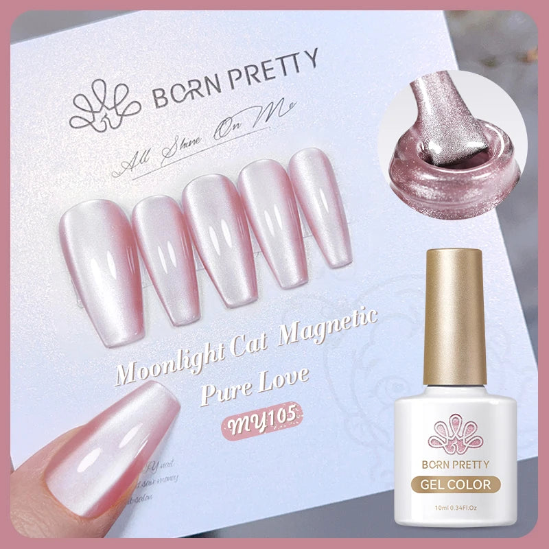 BORN PRETTY 10ml Rose Gold Cat Magnetic Gel Polish Pink Orange Soak Off UV LED Varnis Semi Permanent for Nail Art Design at Home