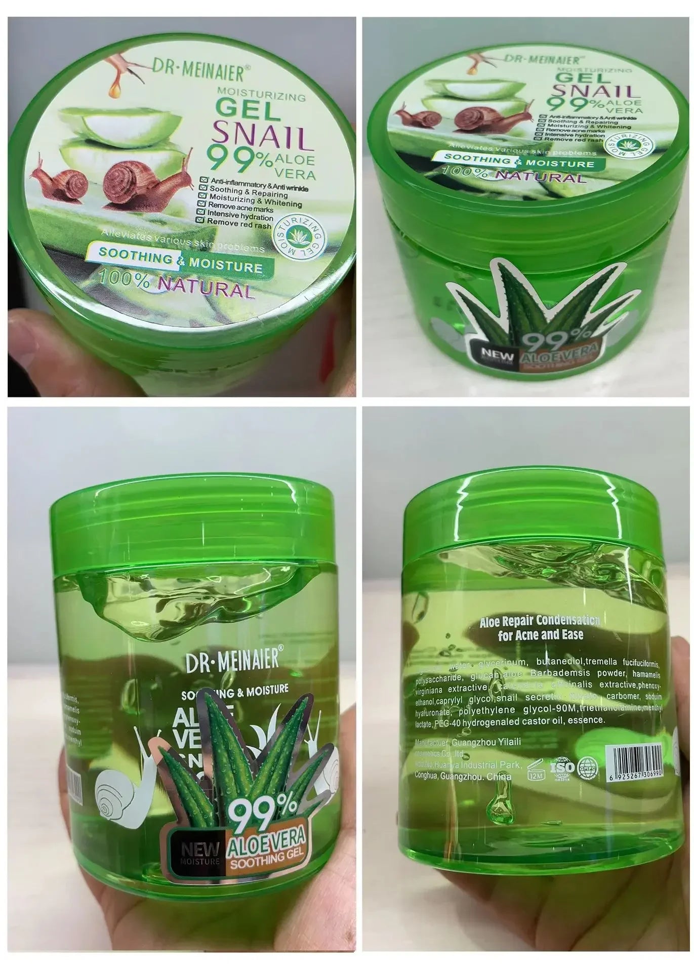Snail Aloe Gel Moisturizing Scrub Free Facial Mask Night Repairing Face Cream Control Oil Shrink Pores Repair After Sun Exposure