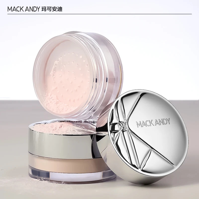 Mack Andy loose powder naturally fits and brightens, soft and focused, holds makeup, controls oil, loose powder, honey powder