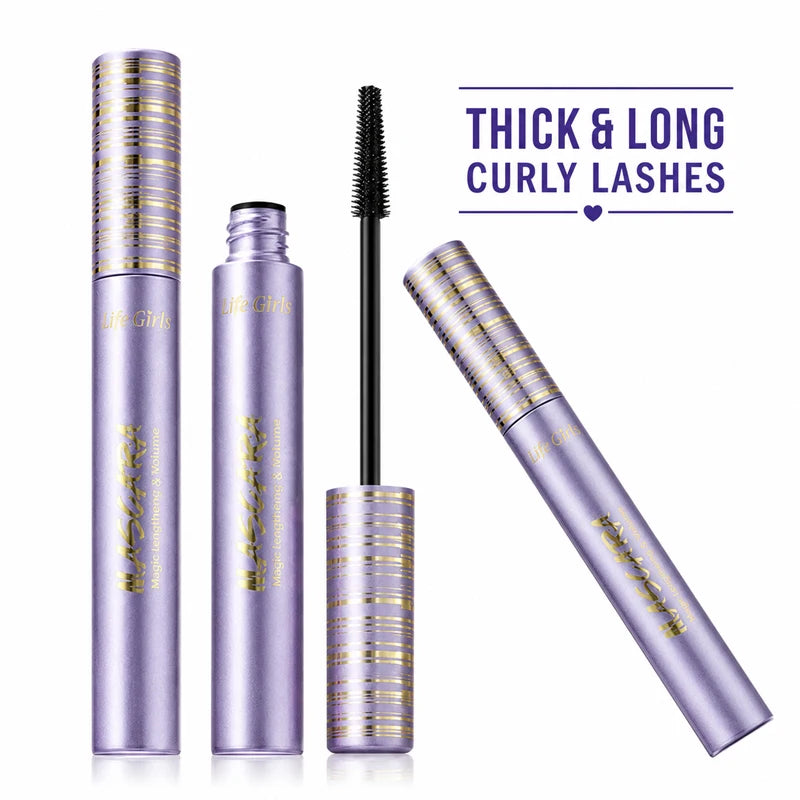 Life Girls Waterproof Mascara Lengthening Volumizing Curling Black Mascara Smudge Proof Long Lasting Thick Lashes Eye Makeup