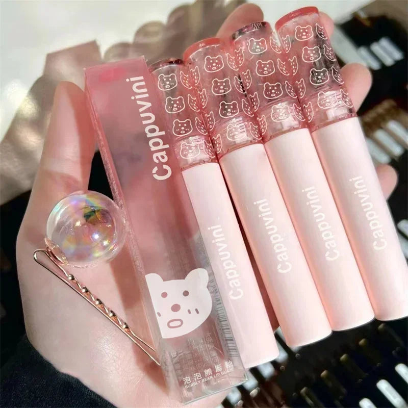 Cherry Pink Mirror Water Lip Gloss Lip Glaze Transparent Glass Lip Oil Waterproof Liquid Lipstick Nude Brown Clear Tint Makeup