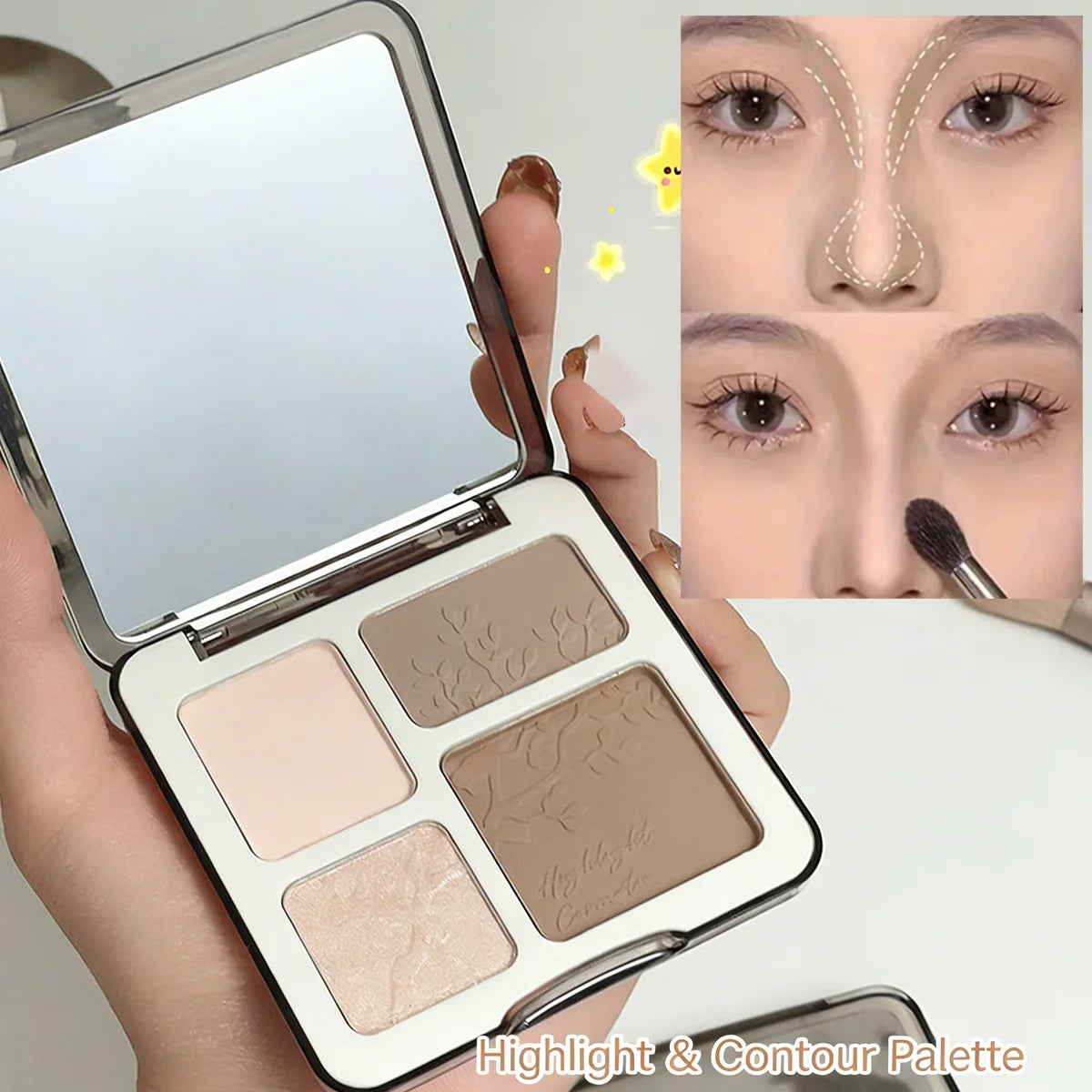 Natural Stereoscopic Face Powder Palette Matte Bronzer Contour Shading Multifunctional Highlighter Cosmetic Blush Gift