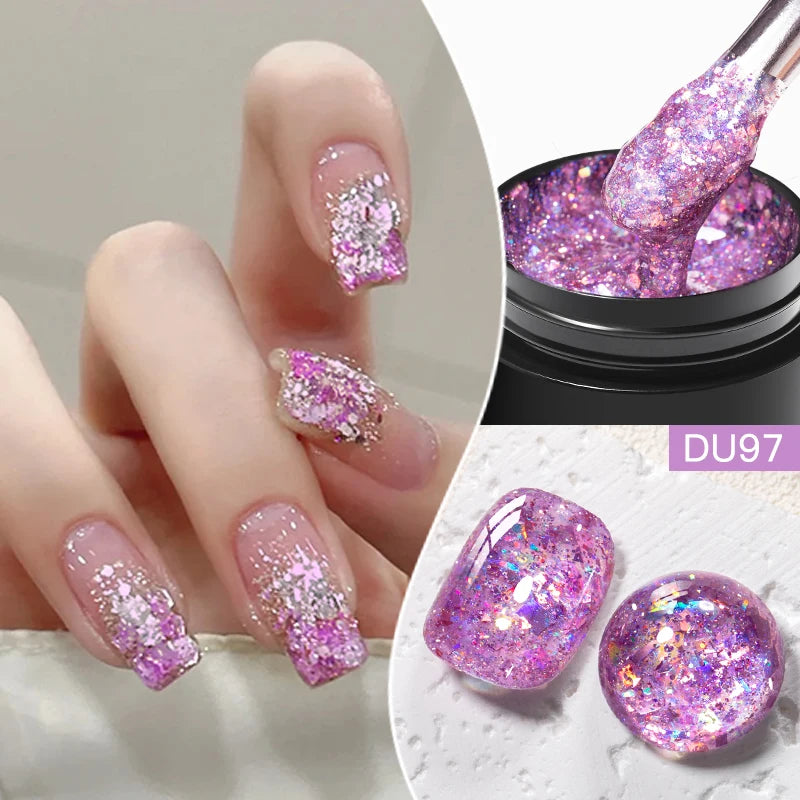 8ML Glitter Gel Nail Polish Shining Mineral Sequins Soak Off UV LED Nail Gel Semi Permanent Nail Art Supplies for Manicure