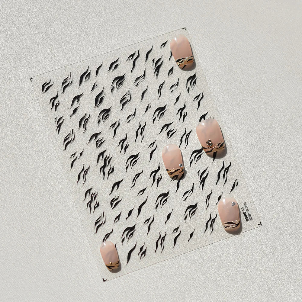 1pcs Elegant 5D Pearl Lace Wave Nail Art Stickers Exquisite White Lines Nail Decoration Decals DIY Self Adhesive Transfer Slider