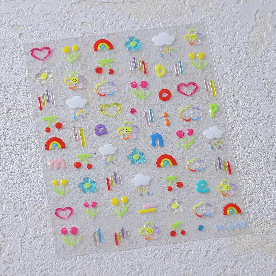 1pcs 5D Kawaii Jelly Fish Nail Art Stickers Blue Jellyfish Adhesive Nail Art Decorations Stickers 3D Manicure Decals Accessories
