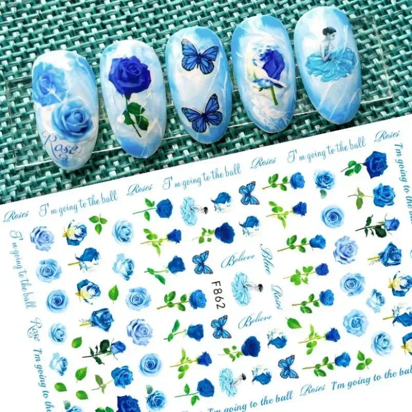 Cherry Blossom 3D Nail Stickers White Flower Petals Nail Art Decals Elegant Wedding Design Spring Sakura Manicure Slider Decor