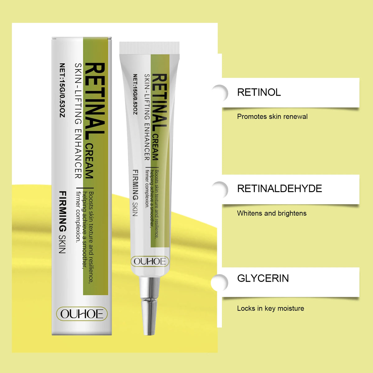 Korean Skincare Retinol Cream Brightening Firming Moisturizing Face Neck Day Night Lightweight Fast Absorbing Skin Care