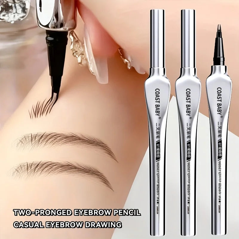 Beginner Friendly 2 Forks Tip Eyebrow Pen COAST BABY Waterproof Long Lasting Natural Smudge Proof Brow Pen
