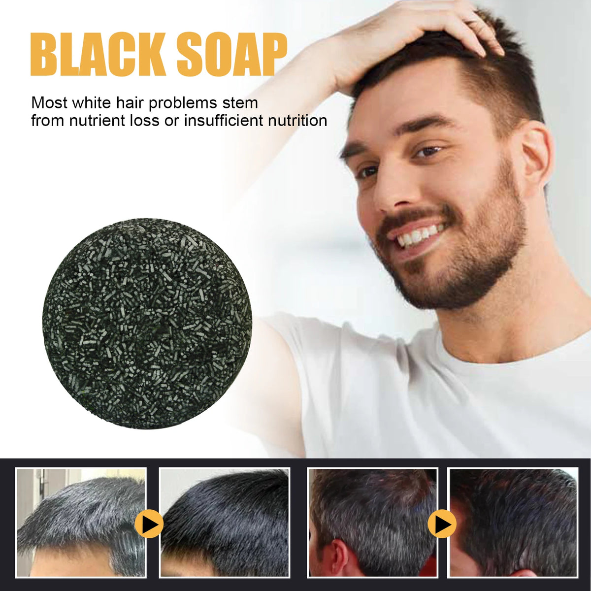 Black Hair Shampoo Soap Repairing Gray White Hair Color Smoothing Nourishing Clean Scalp Removing Dandruff Natural Hair Dye Soap
