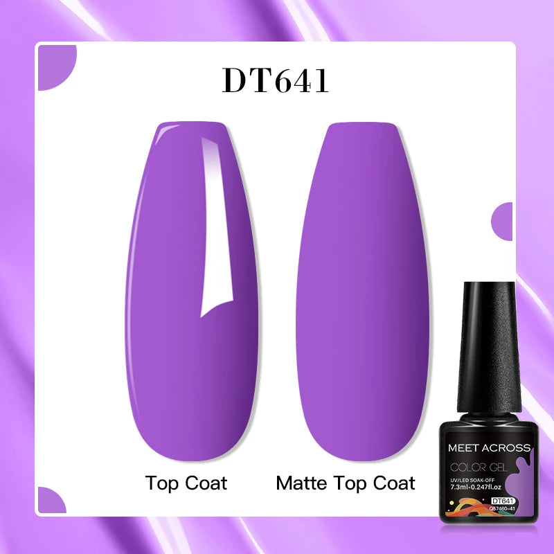 MEET ACROSS 7ml Red Blue Green Metallic Gel Nail Polish Super Bright Mirror Effect Semi Permanent LED UV Gel Nail Art Varnish