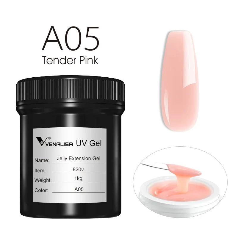 VENALISA Jelly Gel Large Volume 1L Jelly Nude Collection Not Burning Soak Off UV LED Soft Extension Gel Nail Gel Nail Manicure