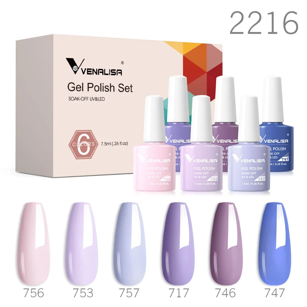6pcs Venalisa Construction Gel Kit Stronger Jelly Color Reinforce Natural Nail Varnish Rubber Base Color Series Nude Collection