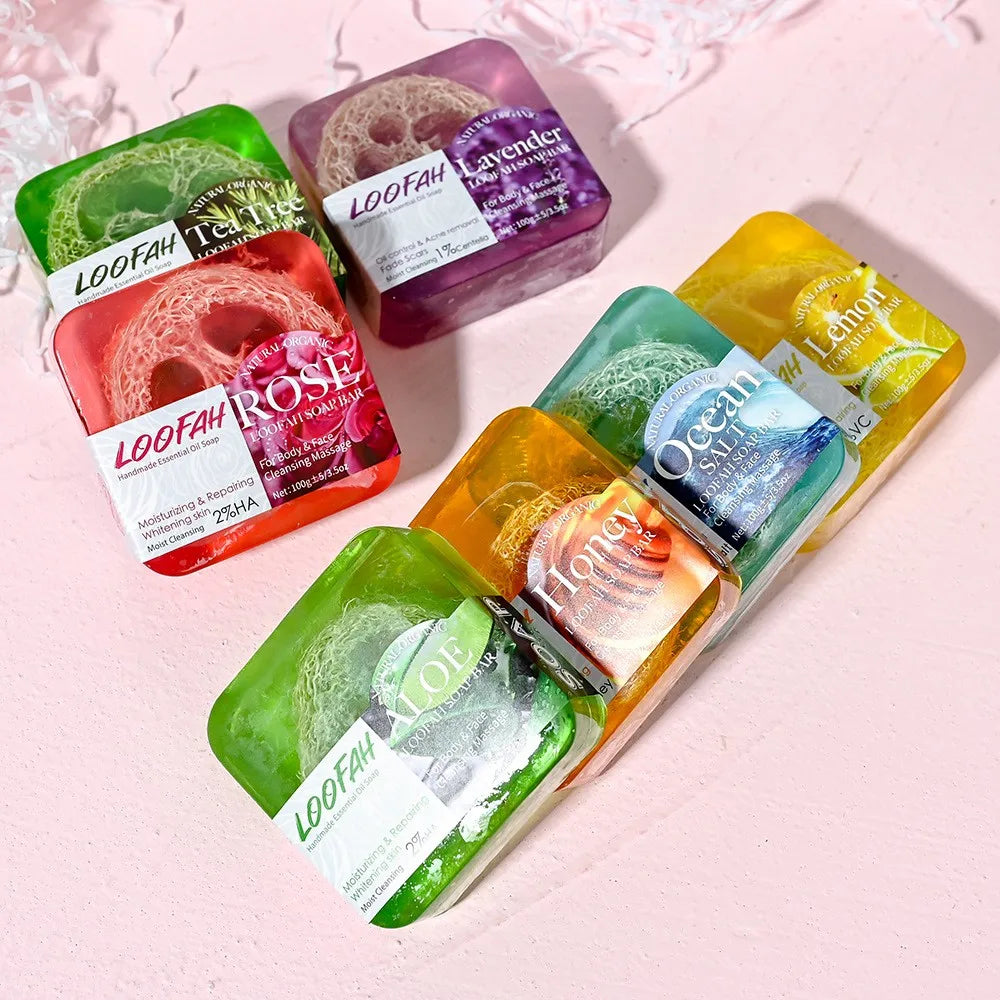 Loofah Sea Salt Deep Cleaning Bath Essential Oil Soap, Rich And Delicate Foam, Easy To Wash, Refreshing Summer Soap
