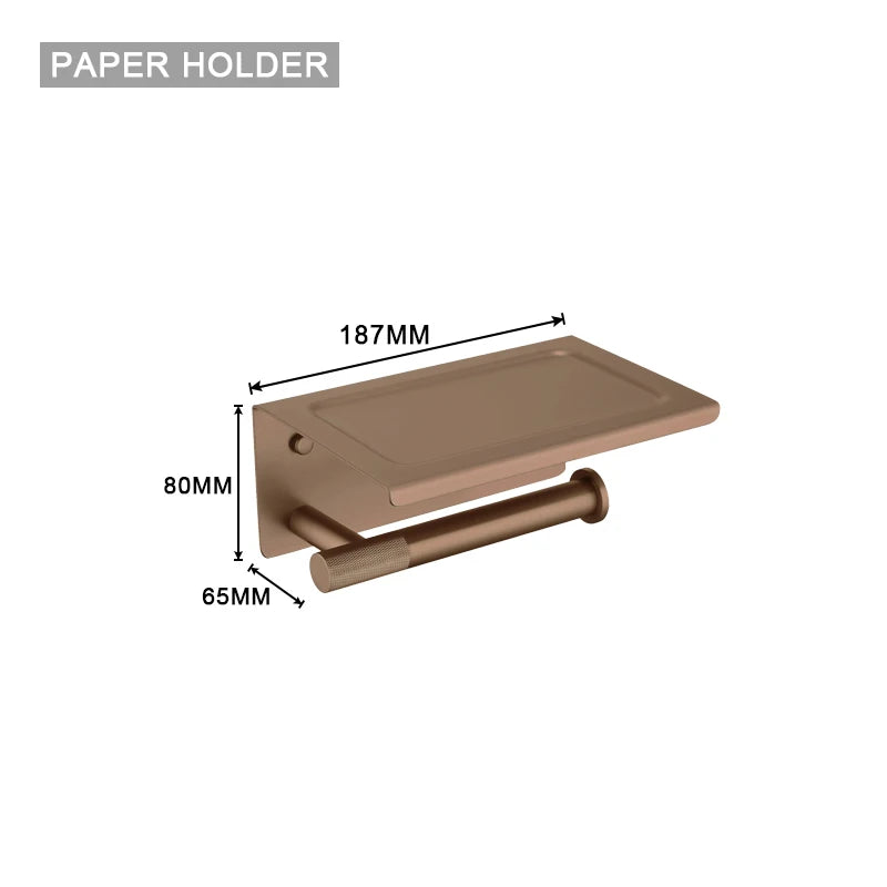 Brushed Rose Gold Accessories Set Toilet Brush Holder Toilet Paper Holder Towel Bar Rail Rack Hanger Hook Soap Dish Hardware