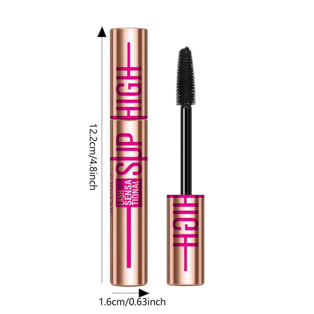 Super High 4D Waterproof Mascara - Volumizing, Curling & Lengthening Formula, Smudge-Proof Long-Lasting Black Mascara