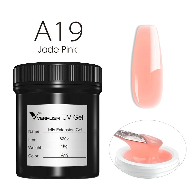 VENALISA Jelly Gel Large Volume 1L Jelly Nude Collection Not Burning Soak Off UV LED Soft Extension Gel Nail Gel Nail Manicure