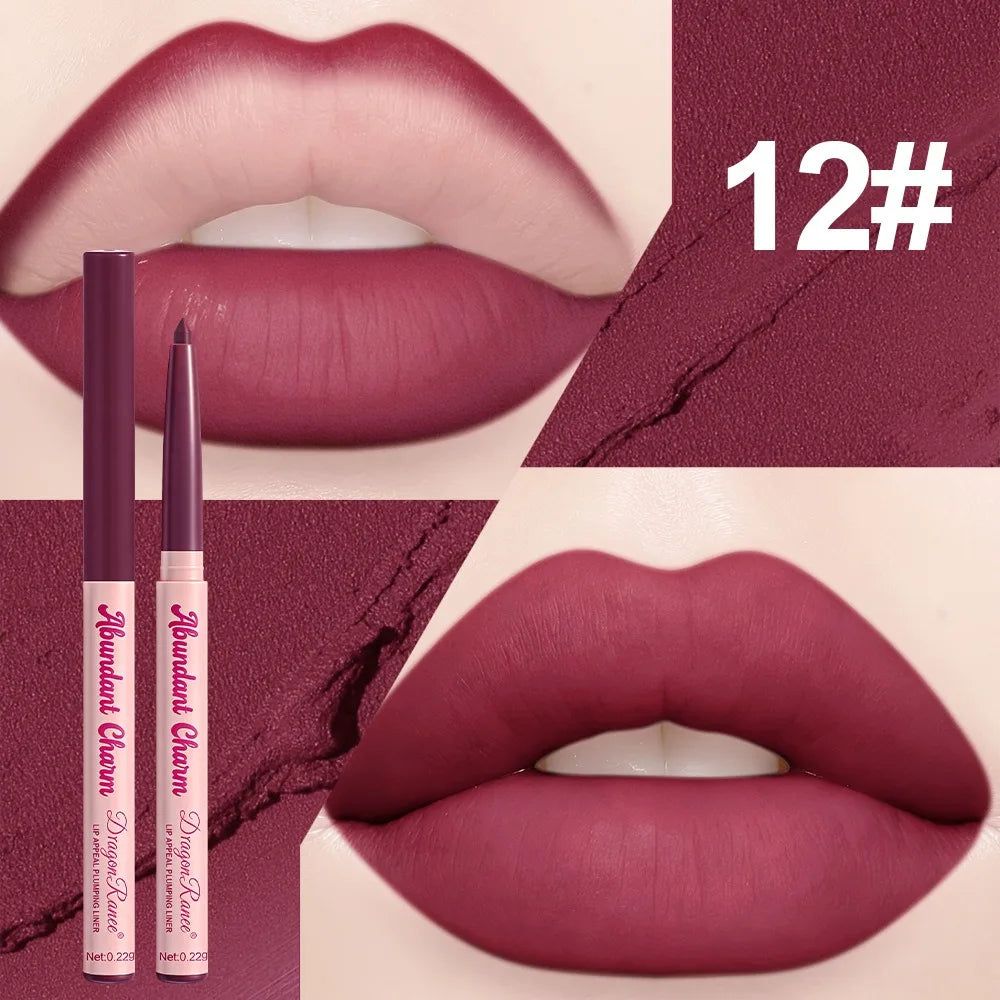 Long-Lasting Waterproof Matte Nude Lip Liner Lisptick Pen High Pigmentation Retractable Smooth Application Makeup Cosmetics