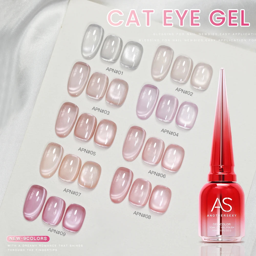 AS Colors Nude Magnetic Cat Eye Gel Nail Polish Pink UV LED Soak Off Gel Varnish Crystal Cat Eye Gel Lacquer Professional Enamel