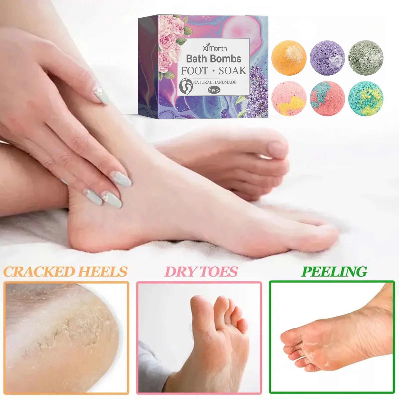 Lavender Foot Bath Ball Skin Relaxing Deep Moisturizing Improve Insomnia Rich Essential Oil SPA Handmade Feet Bath Balls 6/12pcs