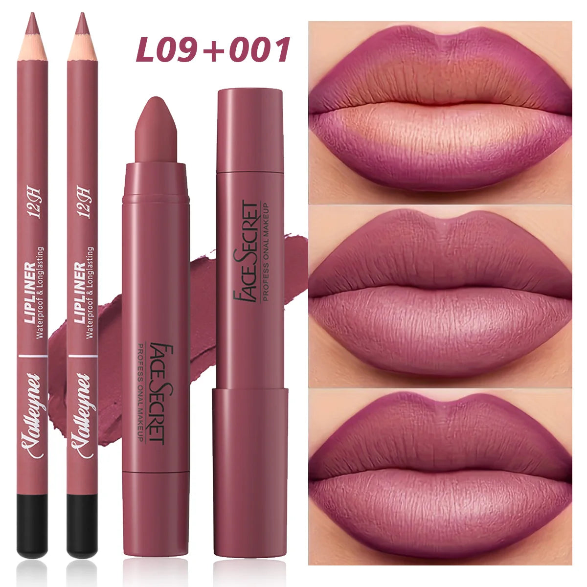 2Pcs/Set Lip Liner + Lipstick Pencil Lip Combo Set, Matte Velvet Lipstick, Long Lasting Smoothness Waterproof Cosmetics