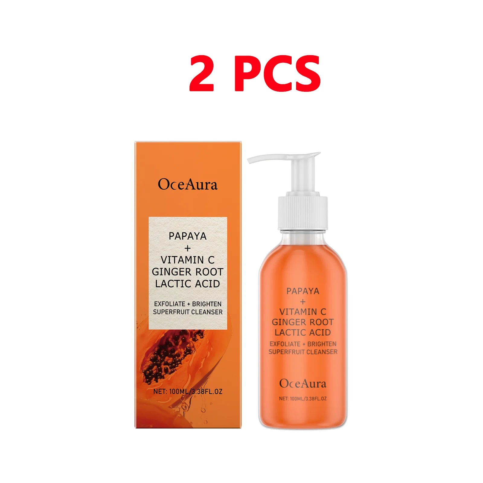 Papaya & Vitamin C Face Wash Gentle Exfoliating Brightening & Even Skin Tone Moisturizing Facial Cleanser for Soft Smooth Skin
