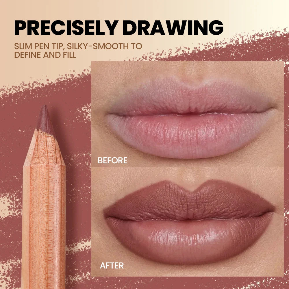 6pcs Berry Purple Lip Liner Pencil Set Velvet Matte Wooden Lipliner Lipstick Pencil Long-Lasting Pink Brown Lip Contour Pencil
