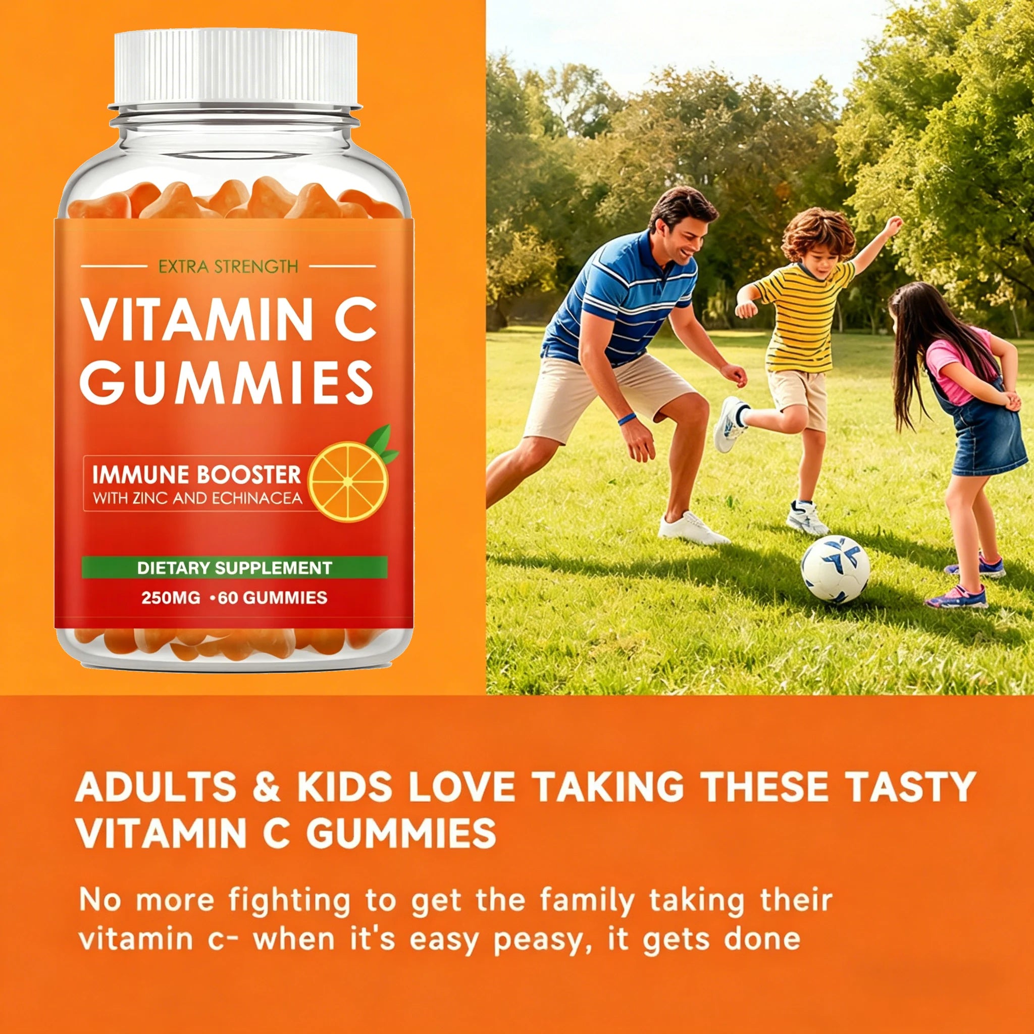 Vitamin C Supplement- Powerful Antioxidant Properties That Support Energy Production, Immunity and Skin Collagen - 60 Gummies