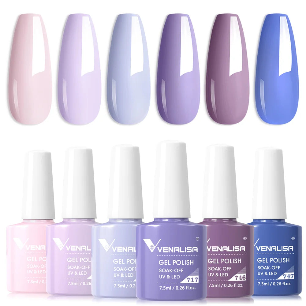 Venalisa Nail Gel Polish Kit HEMA TPO FREE Nude Pink Color Collection Self Leveling Full Coverage Nail Manicure Set 6Pcs Kit