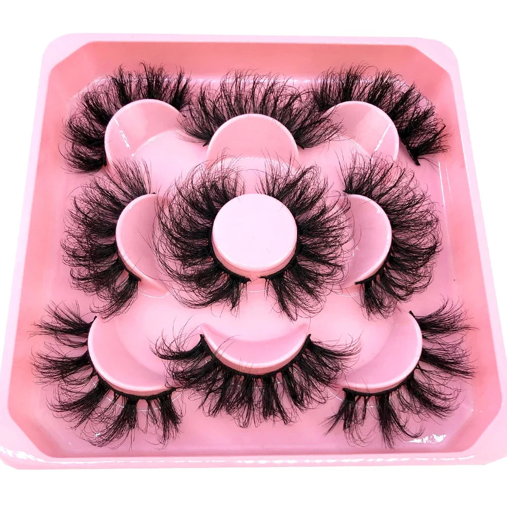 New 5 pairs of handmade mink eyelashes fake eyelashes natural nude makeup simulated cross messy eyes 3D curly eyelashes