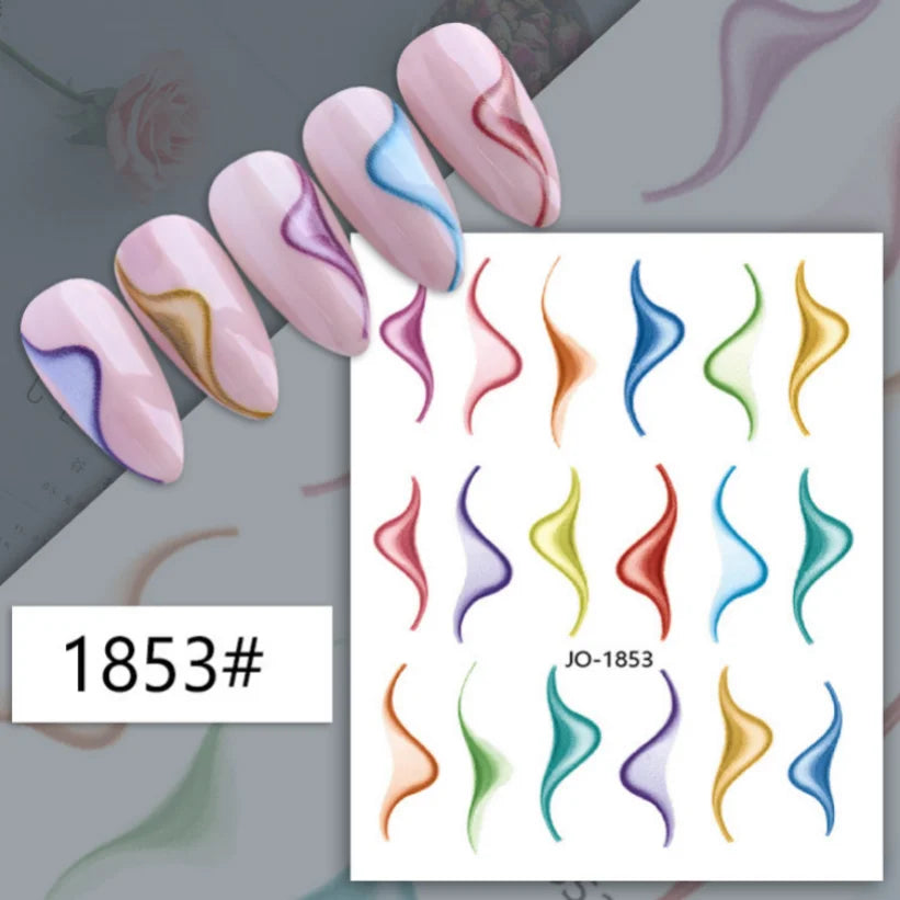 Nail Stickers 3D  Metal Line Sliver Gold Thorns Vine Curve Stripe Lines Tape Swirl Sliders Manicure Adhesive Gel Nail Art Decals