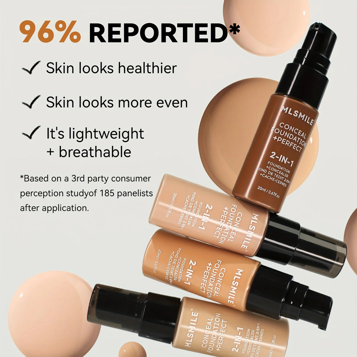 2-In-1 Oil Control Liquid Foundation And Conceal, Full Coverage Long Lasting Waterproof Foundation Makeup