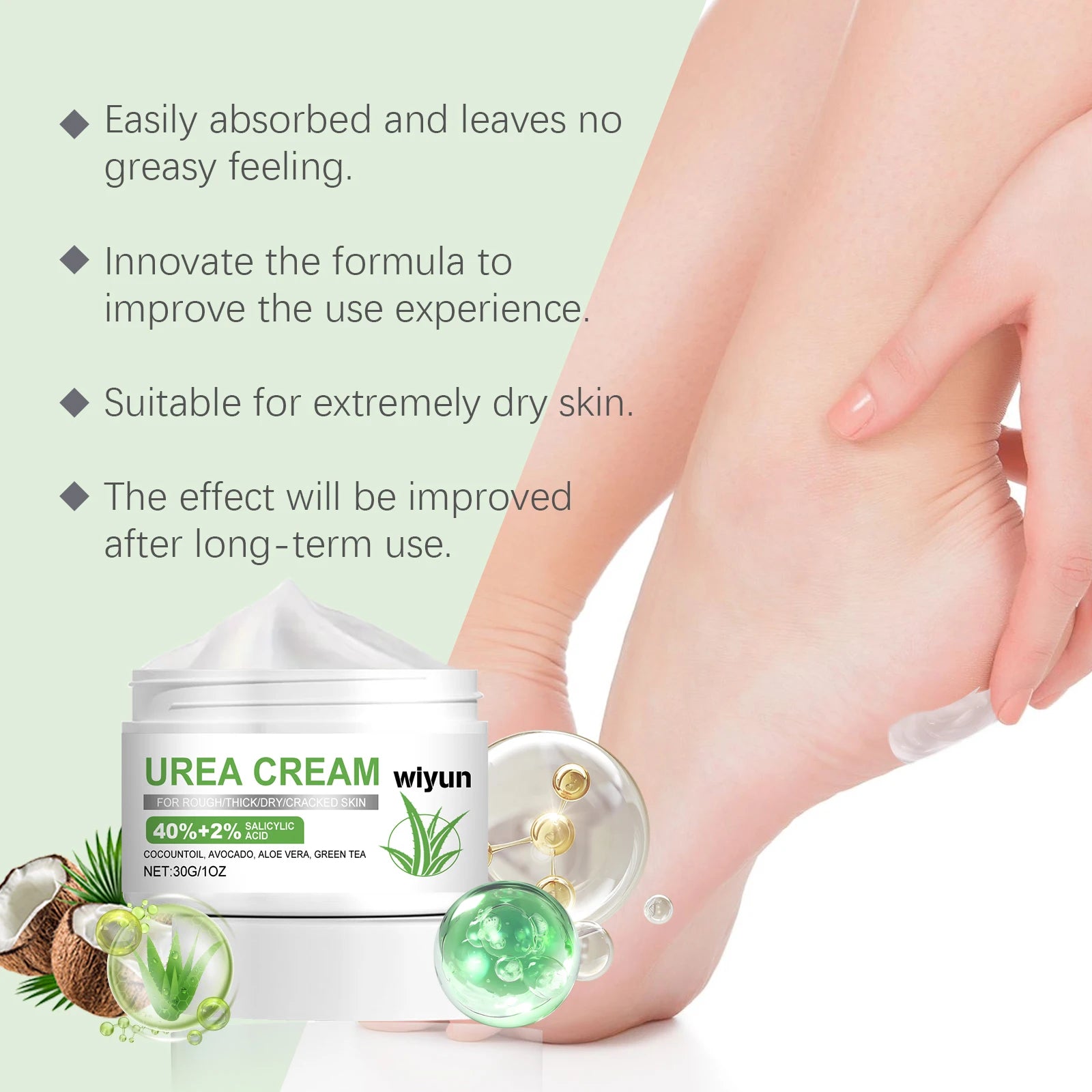 40% Urea Foot Care Cream Overnight Moisturizing Removes Dead Skin Nourishing Dry Rough Repair Cracked Heels & Calluses Moisture