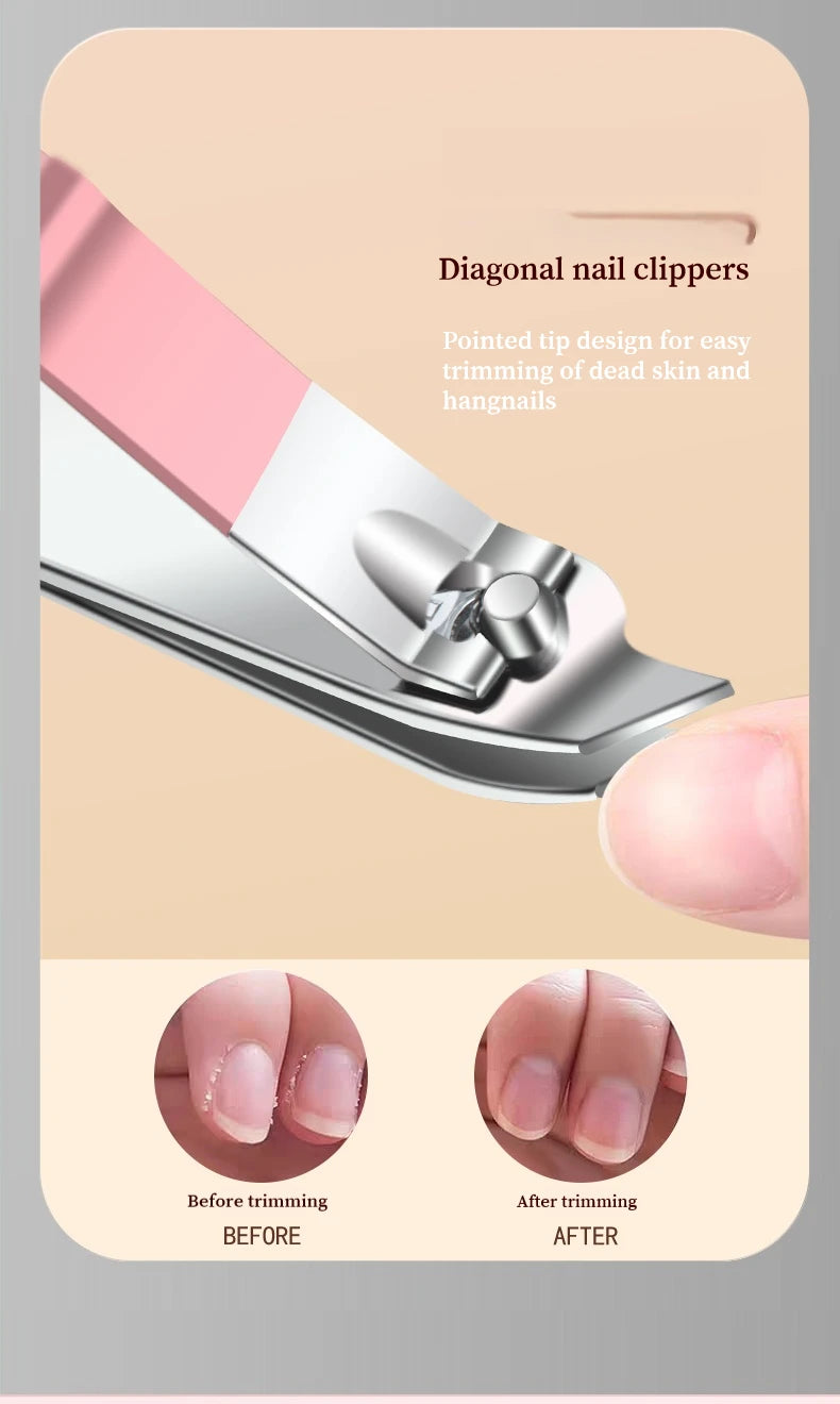 8/14 Piece Deluxe Manicure & Pedicure Set Pink And Blue Stainless Steel Nail Scissors, Clippers, Ear Digging Spoon for Men Women