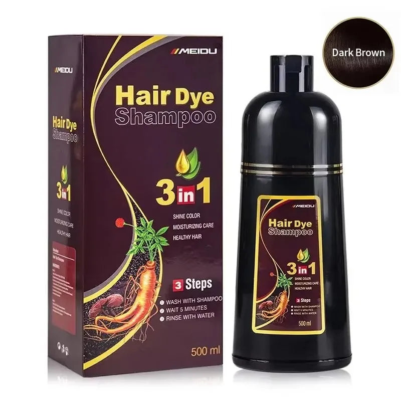 Meidu 3 In 1 Instant Coloring Shampoo Natural Black Color for Men Women Hair Dye Herbal Brown Purple Hair Dye Hair Dye Shampoo