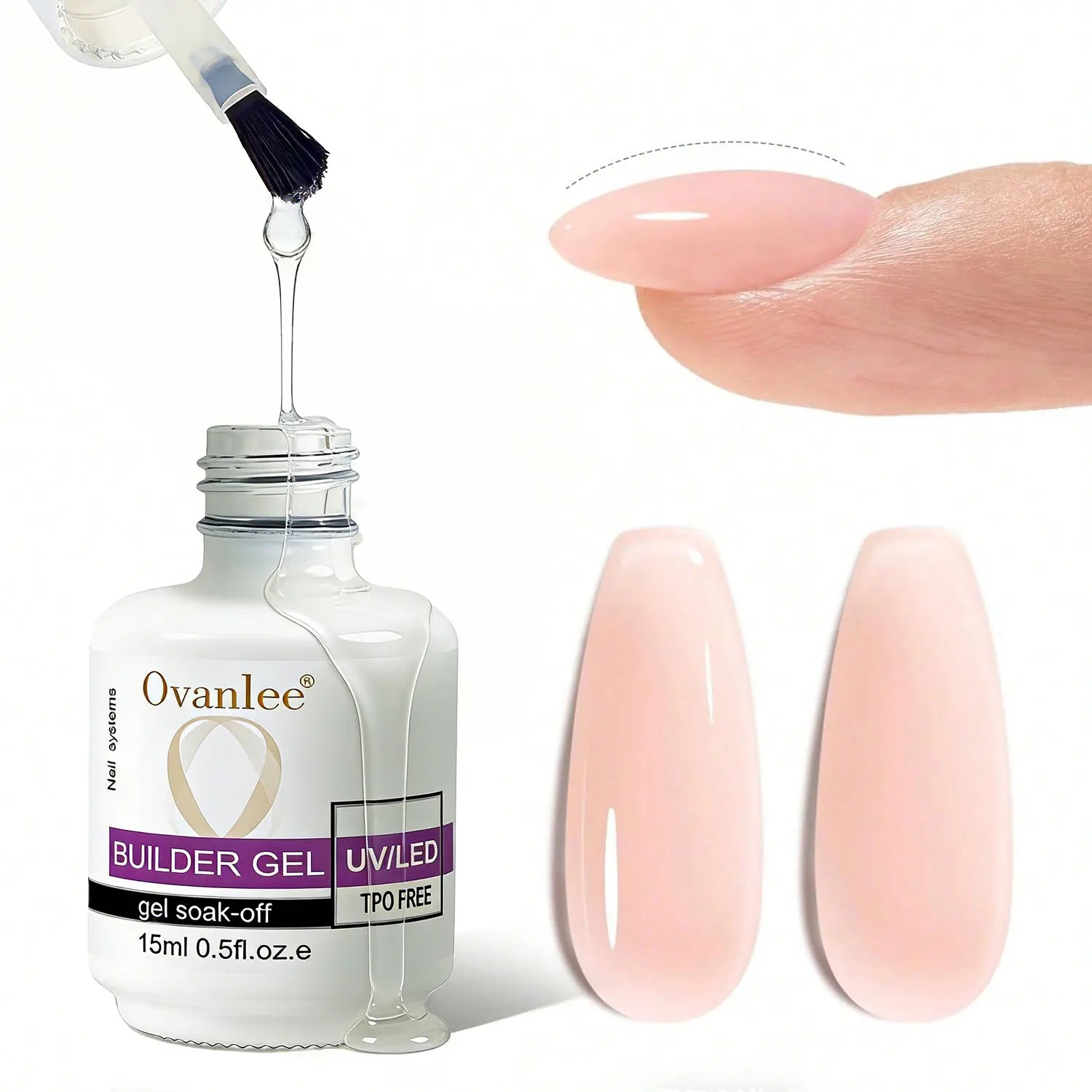 15ML 8 In 1 Nude Builder Gel for Apex Building Extension & Thin Nail Strengthener, UV LED Lamp Required