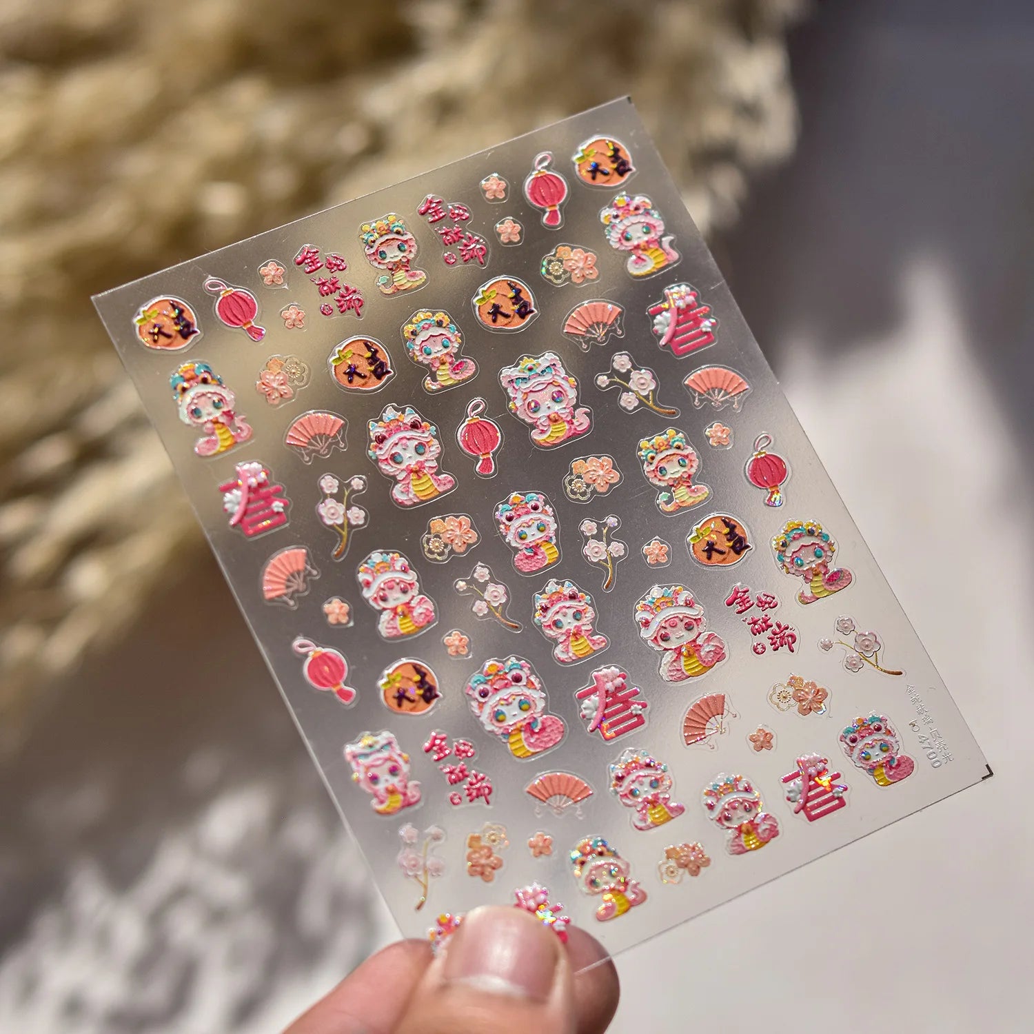 1pcs Japanese Cute Graffiti Lines Nail Art Stickers 5D Embossed Butterfly Rabbit Nail Art Accessory Stickers Self Adhesive Decal