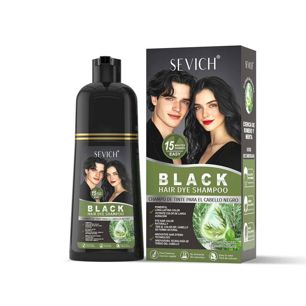 500ml Black Dyed Shampoo Instant Dye Covers Natural Gray Hair Shampoo Black Hair Dye Herbal Ginseng Ginger White Hair Dyed Black