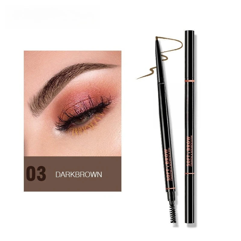 Double headed Rotable Eyebrow Pen with a 1.5mm diameter Fine refill Waterproof Wild Eyebrow Pen and Eyebrow Brush