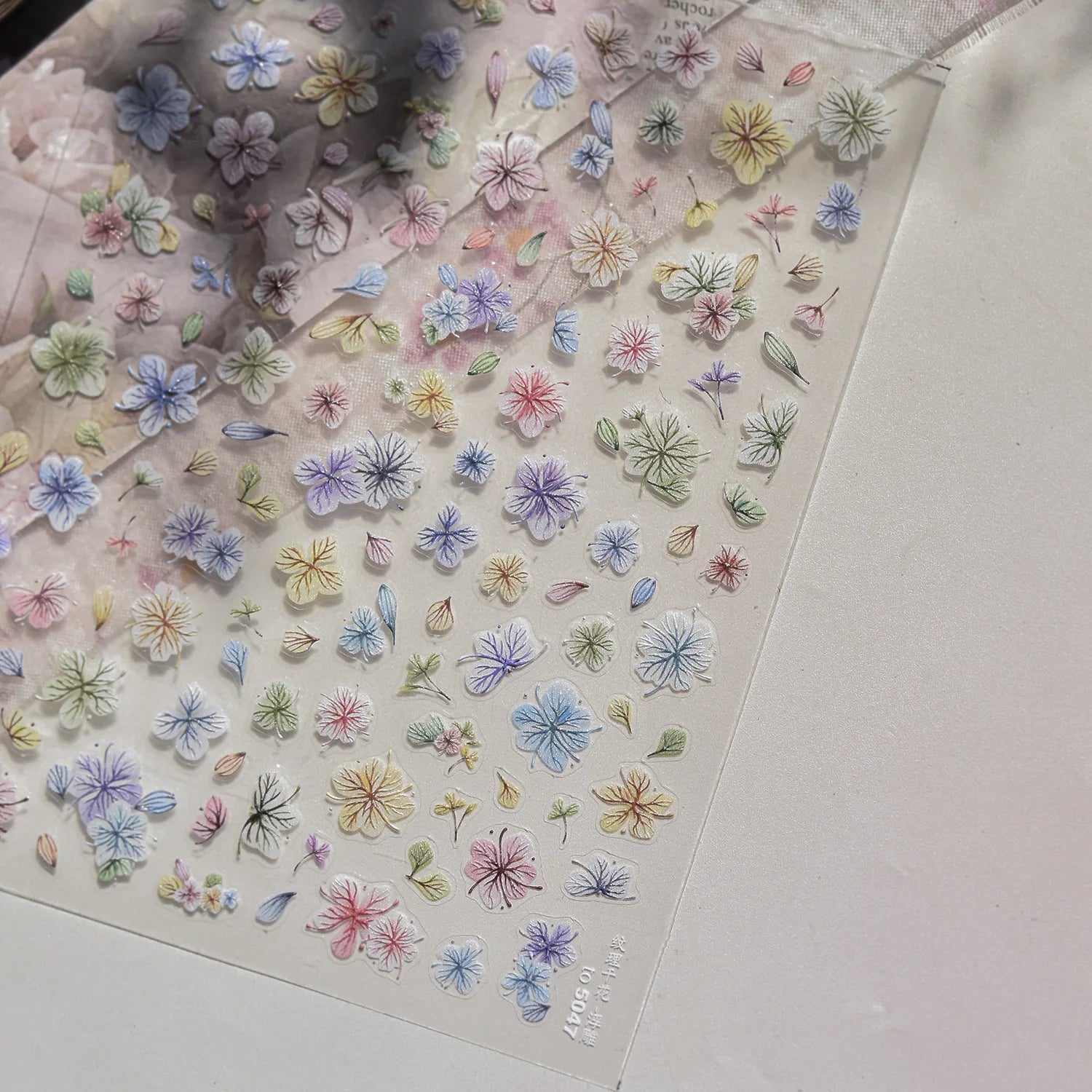 1Pc 3D Lavendar Flowers Stickers for Nails Spring Sakura Floral Leaves Self-Adhesive Sliders Decals Art Manicure for Decoration