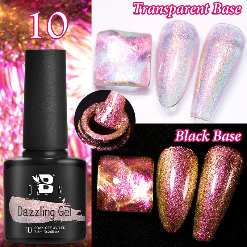 AWStorG Intense Rainbow Cat Eye Gel 5ml Holographic Laser Magnetic Nail Gel Soak Off UV LED Gel Polish Shiny Rainbow Manicur