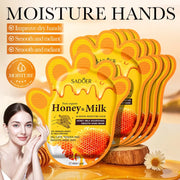 5 Pairs SADOER Honey Milk Hand Mask 24Hour Moisture Lock Hand Care Gloves Nourish Dry Hands Soften Cutin And Smooth Skin