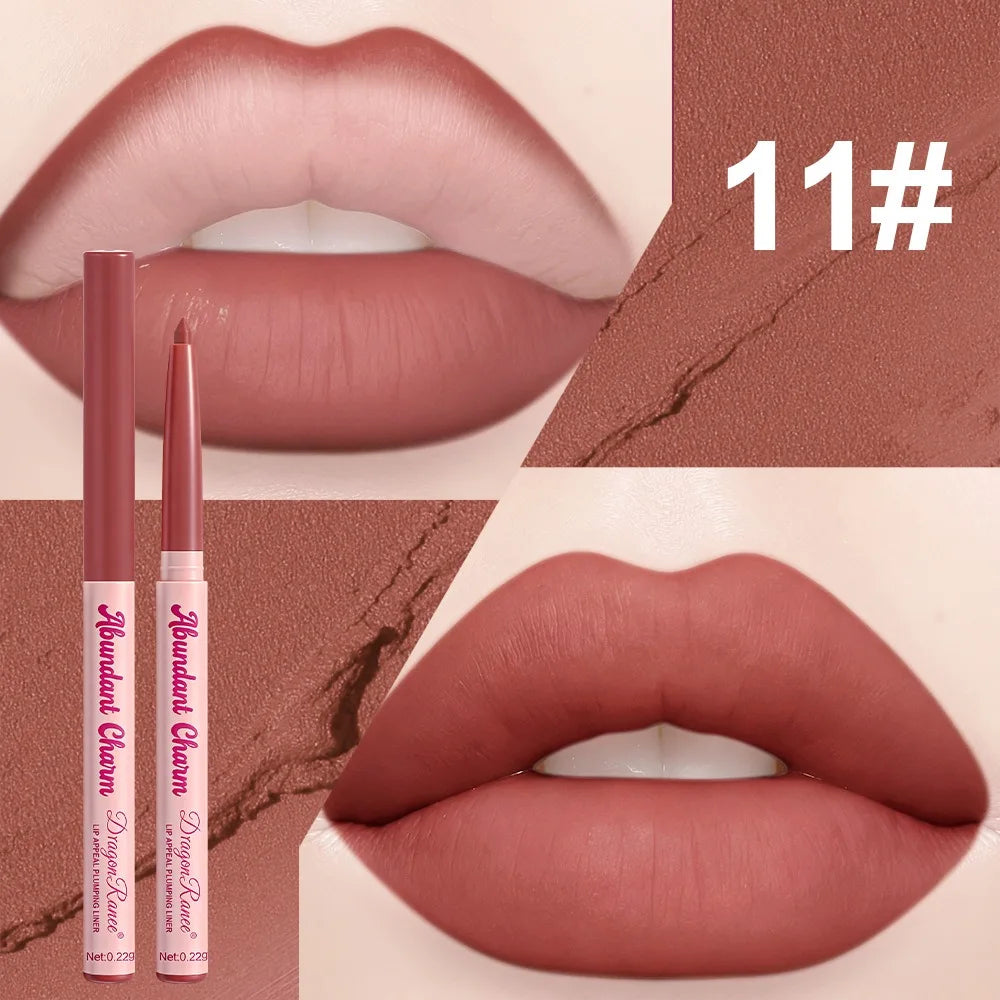 Long-Lasting Waterproof Matte Nude Lip Liner Lisptick Pen High Pigmentation Retractable Smooth Application Makeup Cosmetics