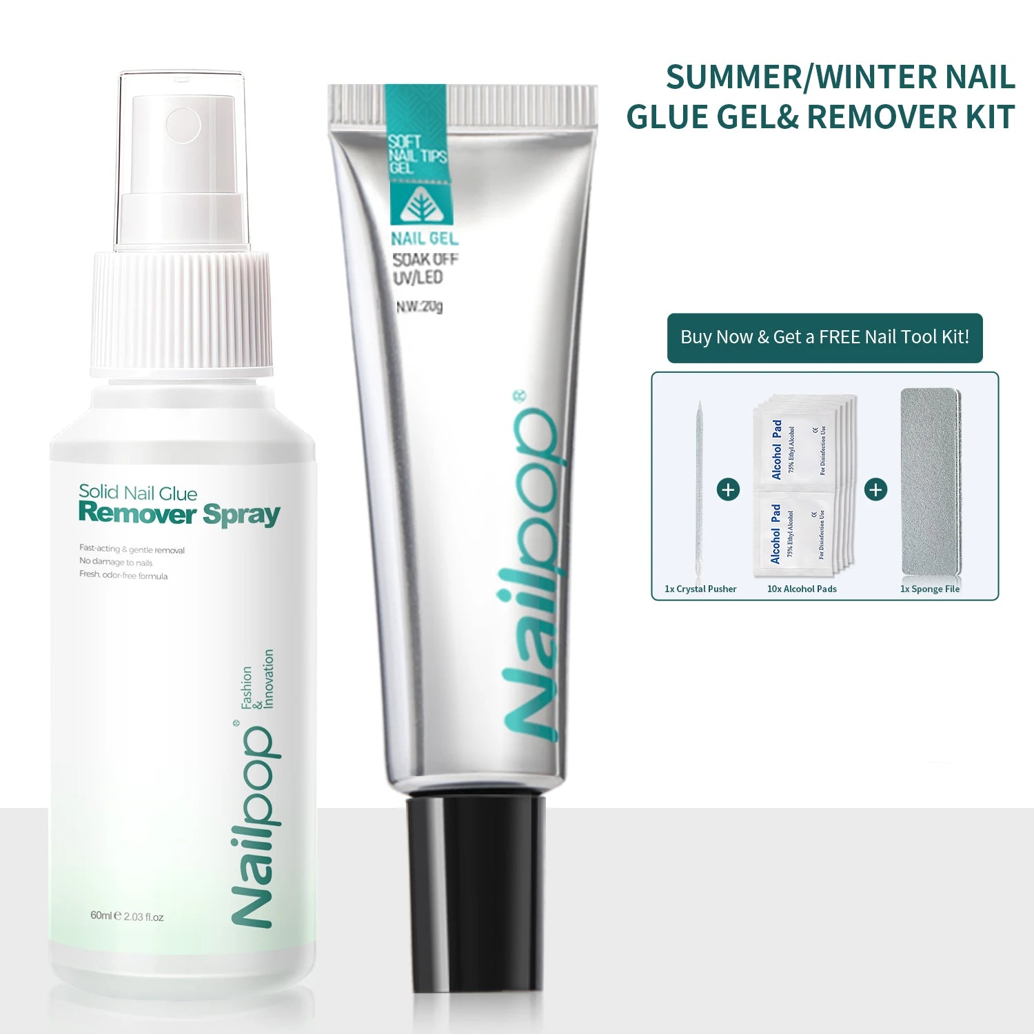 Nailpop 60ml Nail Remover Spray For Press On Nails False Nail Tips  Type UV Soak Off Solid Adhesive Fake Nail Removing Nail Art