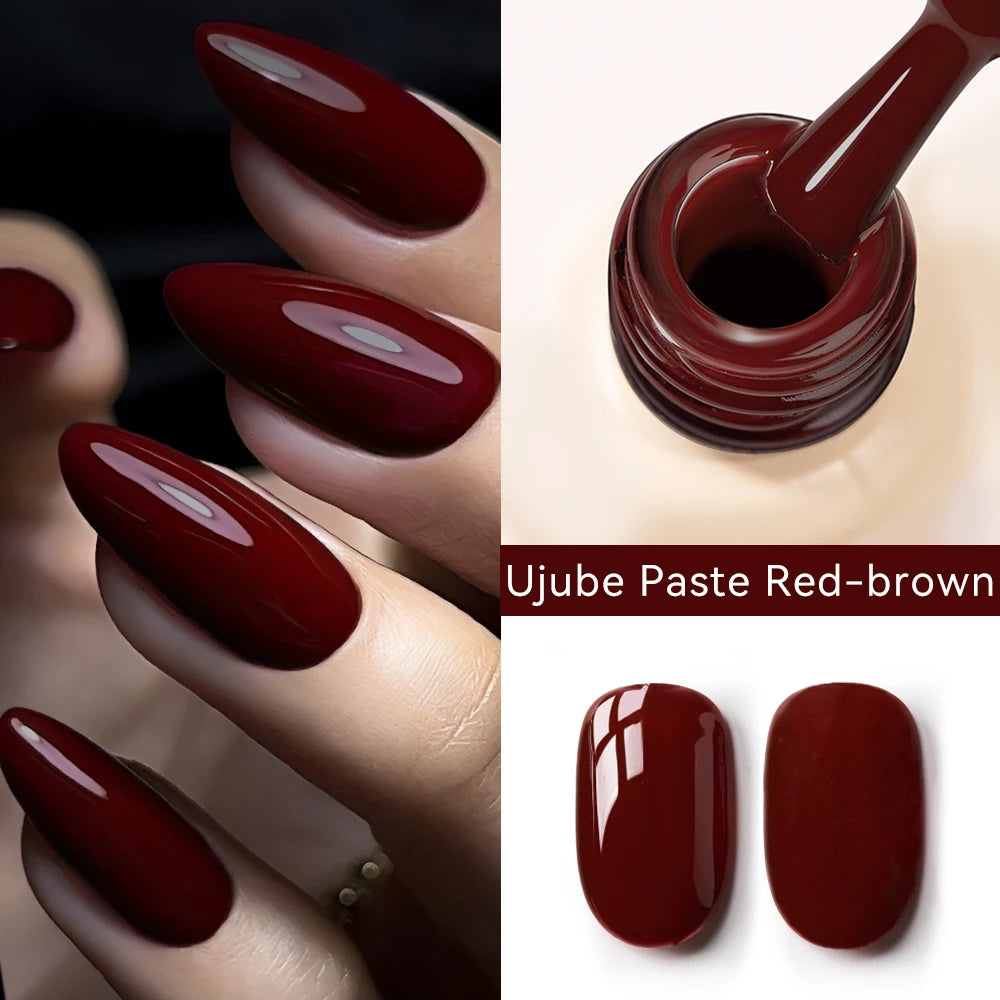 MAYCHAO Cherry Red Gel Nail Polish 12ml Glossy Semi Permanent Soak Off UV LED Frosted Gel Nails Base Painting Varnish