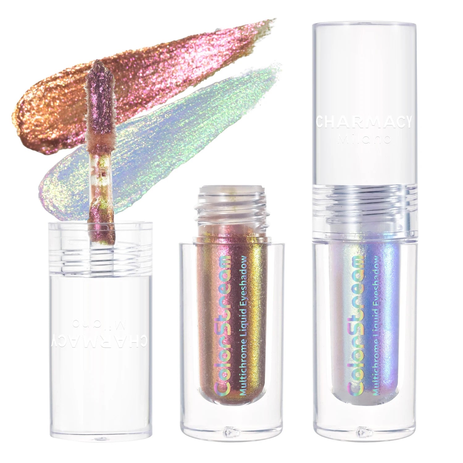CHARMACY 2pcs/set Multichrome Eyeshadow Liquid 1.5ml Waterproof Longstay Glitter Eye Shadow High Gloss Christmas Holiday Makeup