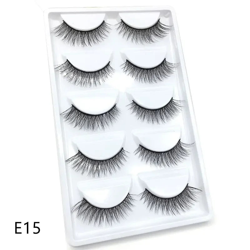 AMSNCN NEW 5Pair 100% Real 3D Mink Lashes Soft Natural False Eyelashes Makeup Long Eye Lashes Eyelash Extension CiliosH13mini