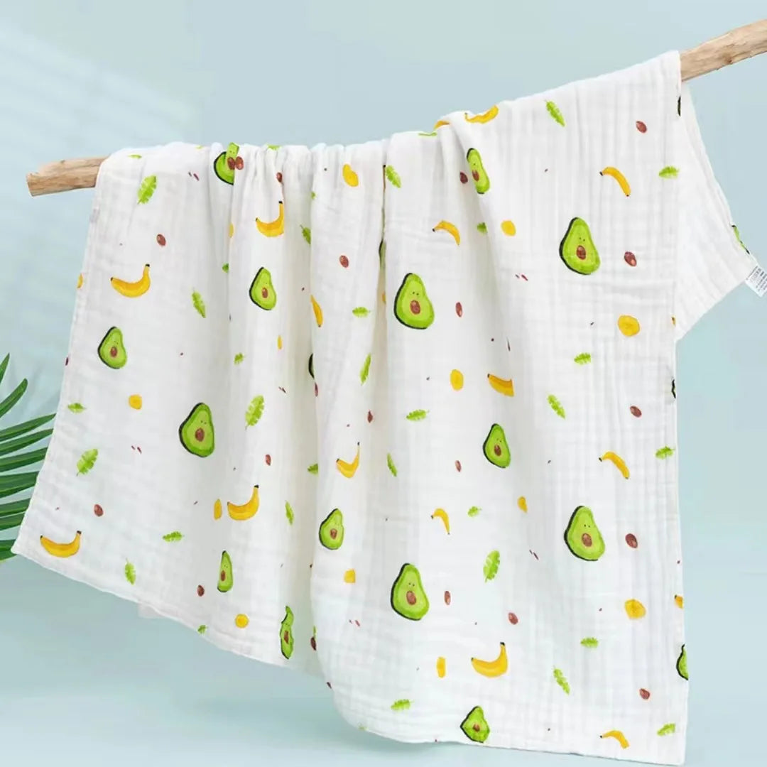 Baby Bath Towel 4-Layer Gauze Cotton Newborn Cartoon Washcloth Blanket Swaddle Blanket for Boy Girl Infant Bath Towel 70 * 90cm